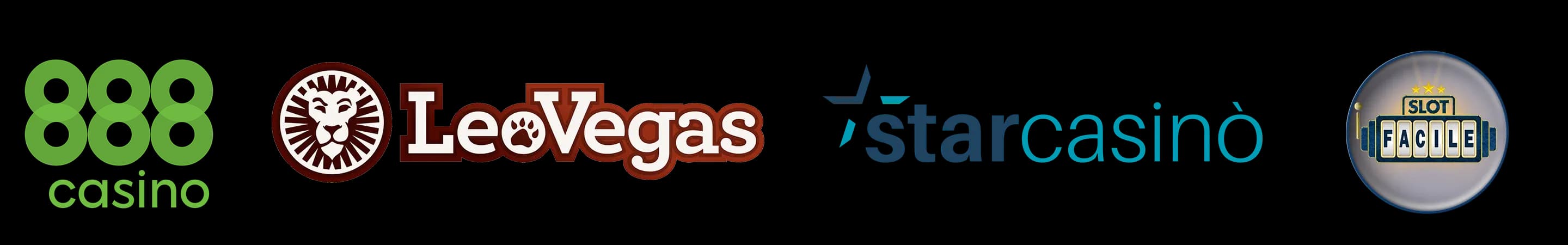 Logo 888, casinò logo LeoVegas, Logo Starcasinò. 